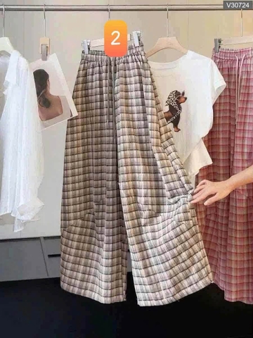 Quần thô kẻ ống cong Anna 3 màu