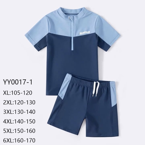 Bộ bơi cộc tay YUKE suntour xanh phối navy cho bé trai