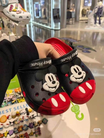 Dép sục crocs MICKEY đỏ đen cho MẸ&BÉ