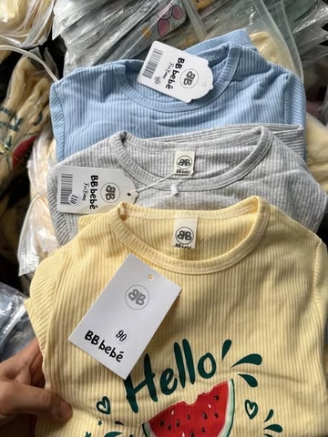 Bộ cotton gân Bebe dài tay cho bé nhiều mẫu
