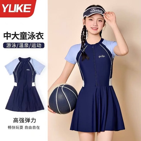 Bộ váy bơi cộc tay YUKE forever 2 màu tím, navy
