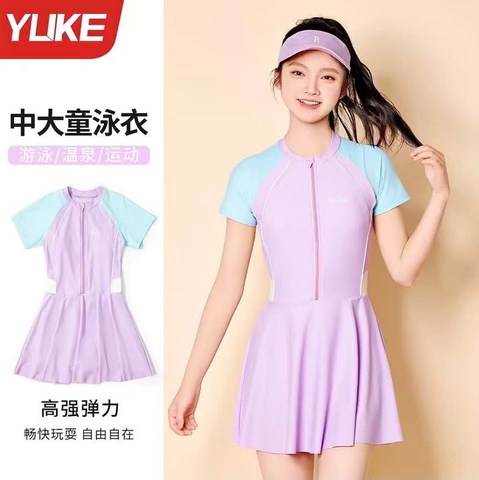 Bộ váy bơi cộc tay YUKE forever 2 màu tím, navy