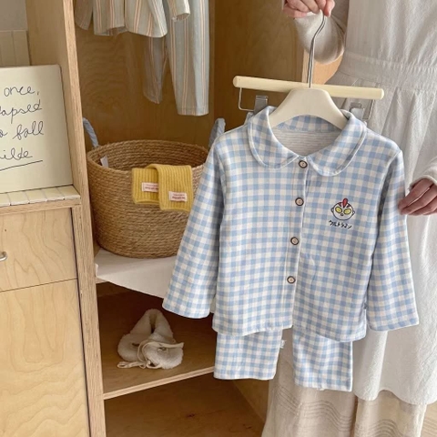 Bộ Pyjama Qibao Siêu nhân kẻ caro xanh trắng