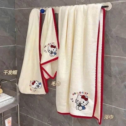 Set 3 khăn Hello Kitty khăn tắm, khăn nhỏ, khăn lau tóc