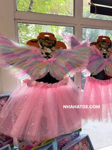 Bộ hoá trang Halloween cánh thiên thần 7 màu kèm chân váy