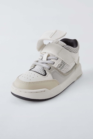 Giày sneaker Zara quai dán màu trắng mix xám