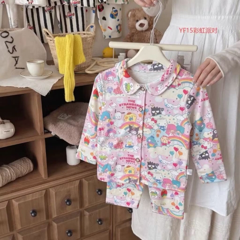 Bộ Pyjama Qibao Tiệc cầu vồng Sanrio màu hồng