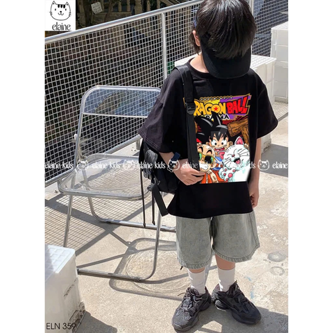 Bộ cotton Dragon Ball Elaine áo cộc tay đen quần jean