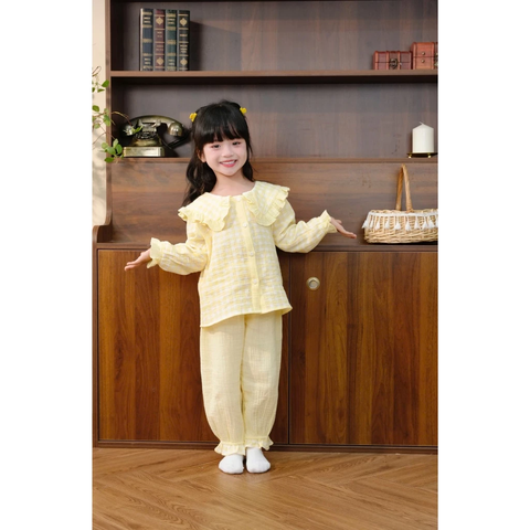 Bộ ngủ pyjama dài tay cho BÉ 3 màu tím, vàng, đỏ hãng Ulachoi's