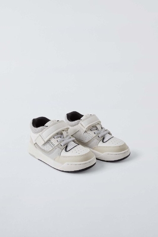 Giày sneaker Zara quai dán màu trắng mix xám