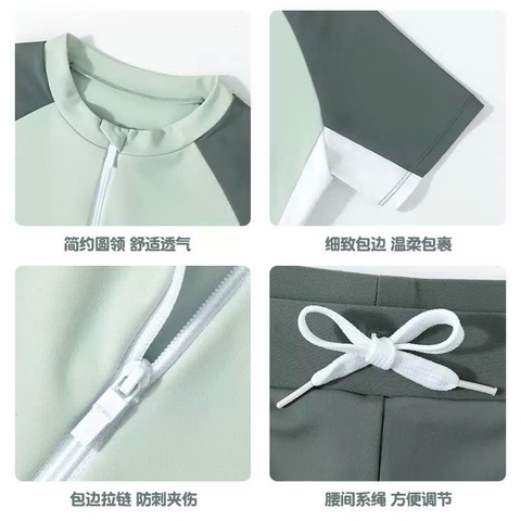 Bộ bơi BARCN Ylike cộc tay quần sooc 2 màu trắng-tím và xanh bé gái