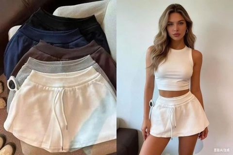 Quần giả váy cotton 5 màu ghi, đen, xanh, kem, nâu