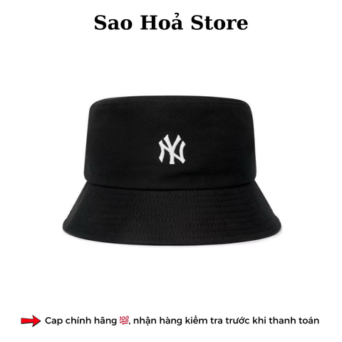 Mũ Bucket MLB Logo Thêu - Đen