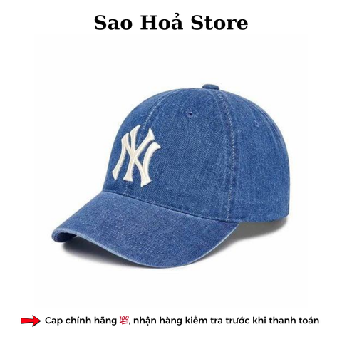 Mũ MLB Jeans Logo NY To thêu