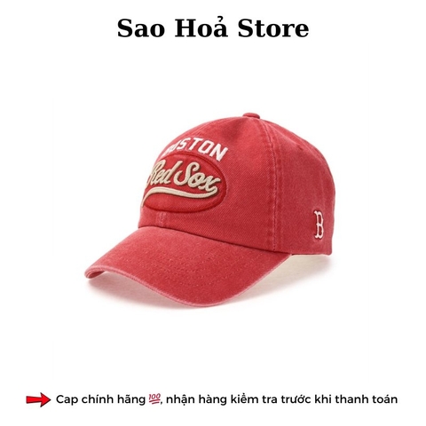 Mũ Jeans Varsity Vintage - Đỏ