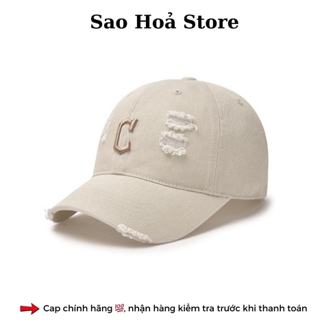 Mũ MLB Jeans Logo Thêu - Trắng