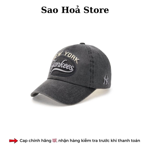 Mũ Jeans Varsity Vintage - Xám Đen