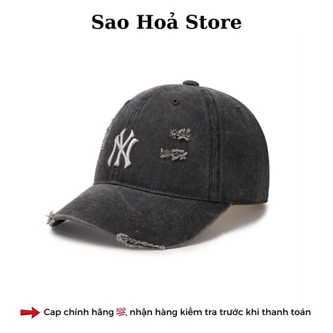Mũ MLB Jeans Logo Thêu - Xám