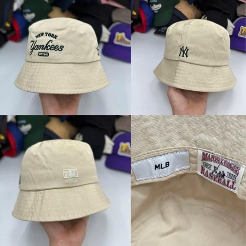 Mũ Bucket MLB Chữ thêu - Be