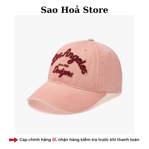 Mũ MLB Jeans Chữ Thêu - Hồng
