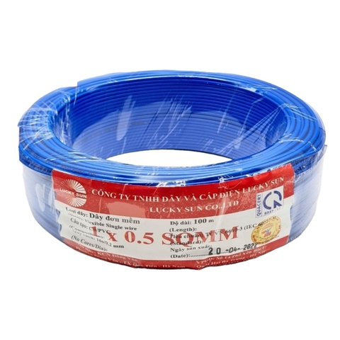 Dây điện đơn mềm 1x0.5 cuộn 100m màu xanh dương