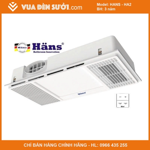 Quạt sưởi nhà tắm âm trần Hans HA2