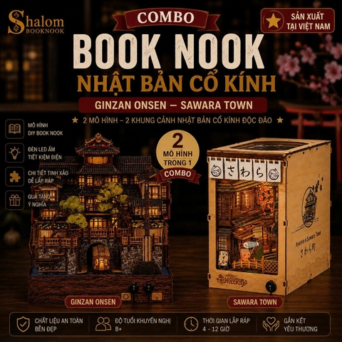 Combo Book Nook Nhật Bản Cổ Kính Halom (Ginzan Onsen - Sawara Town)