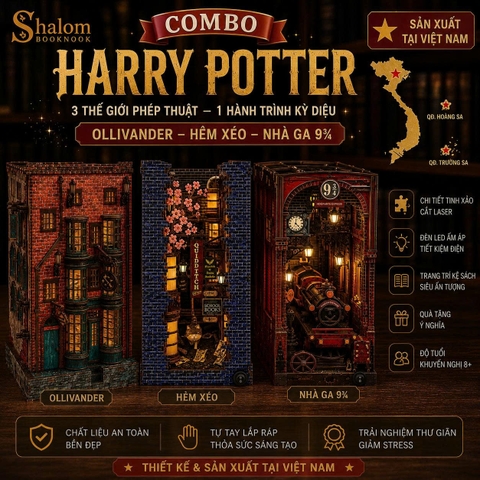 Combo Book Nook Harry Potter Halom (Ollivander + Hẻm Xéo + Nhà Ga 9¾)