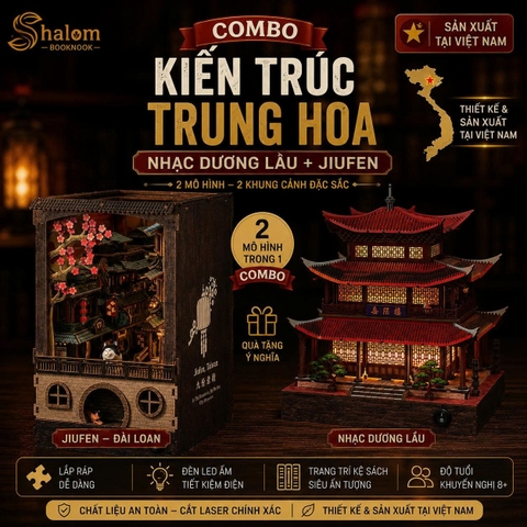 Combo Book Nook Kiến Trúc Trung Hoa Halom (Nhạc Dương Lầu + JiuFen)