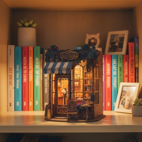 Mô hình Halom book nook Tea Books DIY
