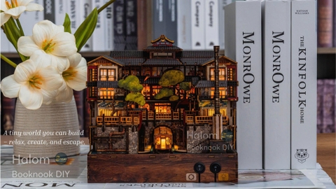 Mô hình Halom book nook diy Nhà tắm nước nóng Ginzan Onsen