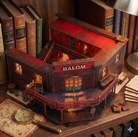 Mô hình Halom nhà hàng Viễn Tây western Town DIY