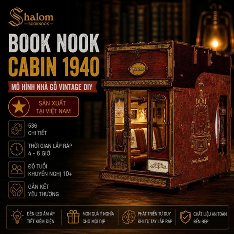 Mô hình Halom book nook diy 1940 Train Cabin