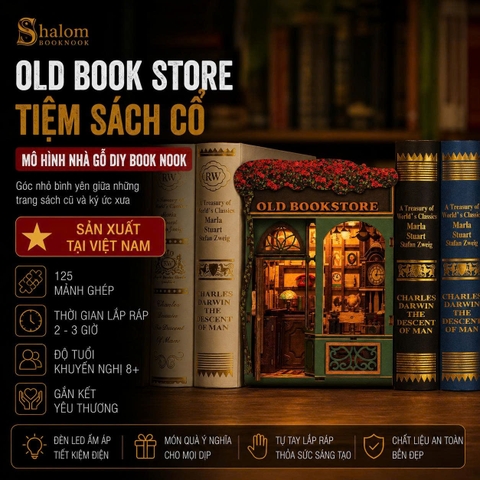 Mô Hình Halom book nook diy Old Book Store