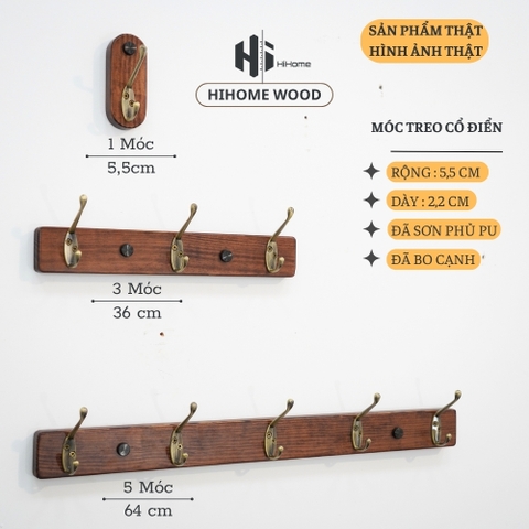 MÓC TREO GỖ SƠN MÀU NÂU RUSTIC MTG001.