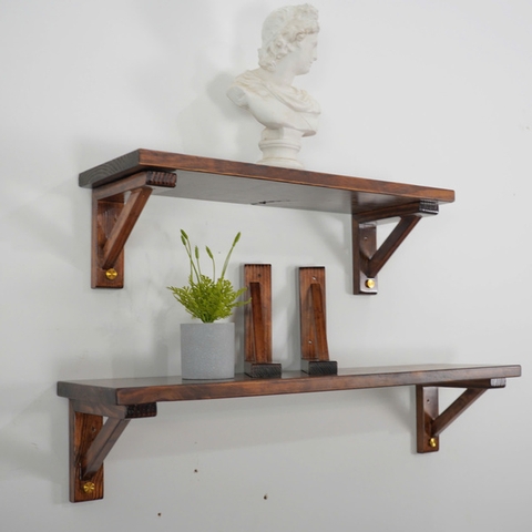 KỆ GỖ TREO TƯỜNG MÀU NÂU RUSTIC DECOR RỘNG 20CM KGT005