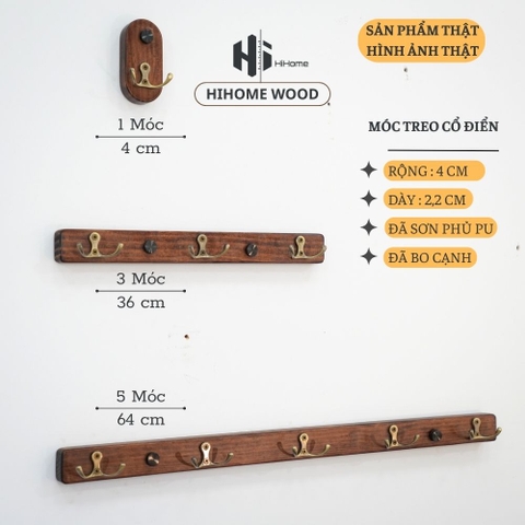 MÓC TREO GỖ SƠN MÀU NÂU RUSTIC MTG002.