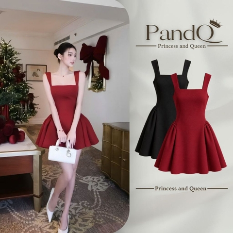 Đầm Nữ Hai Dây Cổ Vuông Dáng Xòe Chiết Eo Tôn Dáng Váy Tiểu Thư Thanh Lịch | vd125