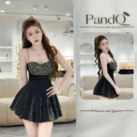 Váy Cúp Ngực Hai Dây Dáng Xòe Phối Ren Quyến Rũ Phong Cách Hàn Quốc | vd129