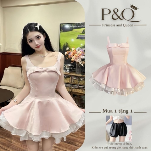 Đầm váy xòe mini họa tiết nơ ngực đi chơi dự tiệc dạo phố có bigsize | vd89