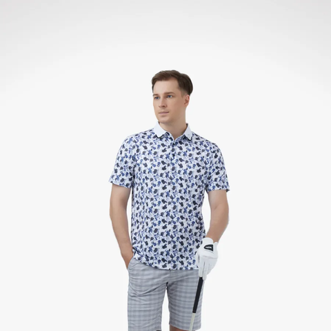 ÁO GOLF HANDEE HOA TRÀ WHITE/NAVY