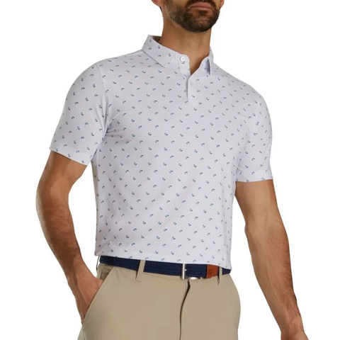 ÁO FOOTJOY DS PAISLEY PRT LISLE WHITE/SKY