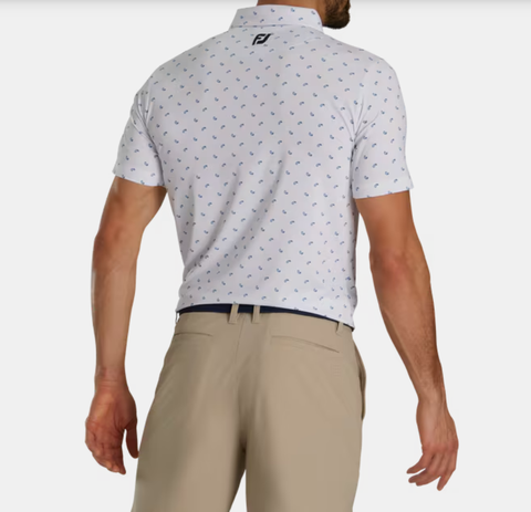 ÁO FOOTJOY DS PAISLEY PRT LISLE WHITE/SKY
