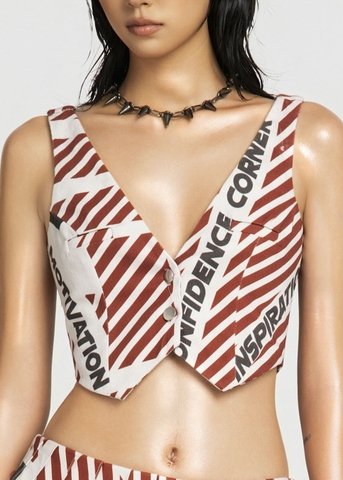 MAP Striped Cropped Gilet