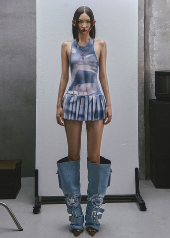 RAW Printed Tank Pleated Mini Dress