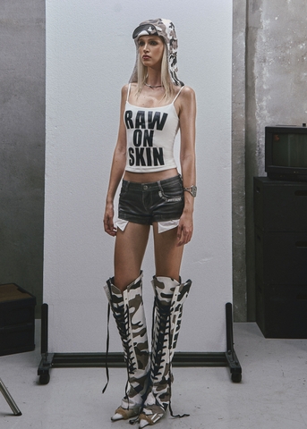 RAW Low Waist Printed Short Jeans