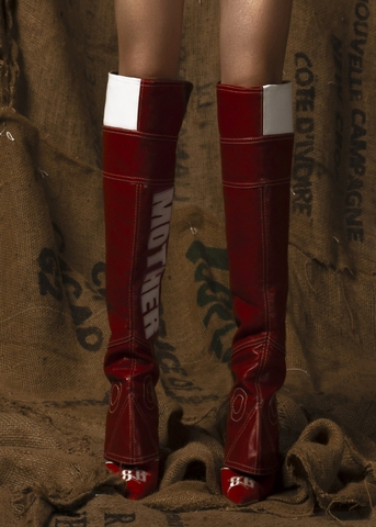 Mother Red Leather Cover Boots