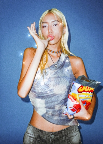 IUNU One Shoulder Sleeveless Mesh Top