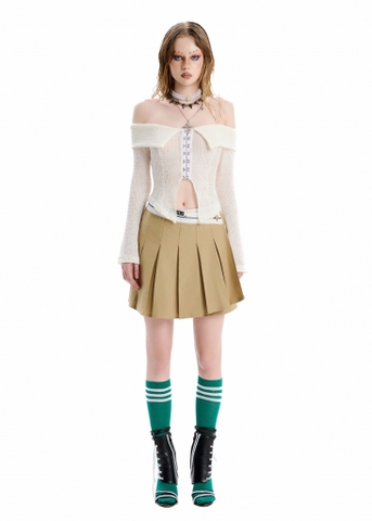 SG.S Texts Embroidered Pleated Wrap Skirt