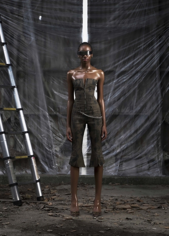 NONE Strapless Flared Jumpsuit